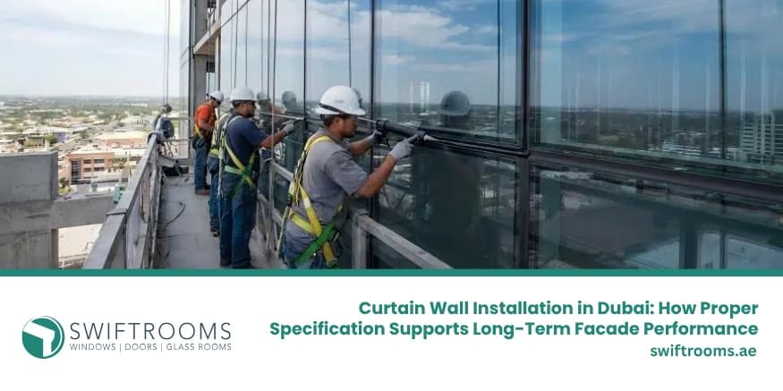 Get Aluminium facade systems and curtain wall facade system installation in Dubai - Swiftrooms